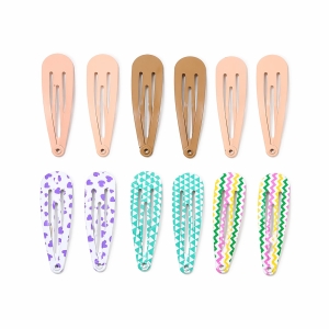 12 Barrettes Clic-Clac Fantaisie Multicolores 5cm