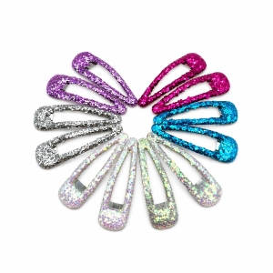 12 Barrettes Clic-Clac Paillettes Multicolores 5cm